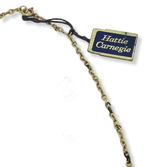 HATTIE CARNEGIE DAINTY GOLDTONE CHAIN & FACETED FAUX CRYSTAL BEAD NECKLACE - Picture 5 of 8